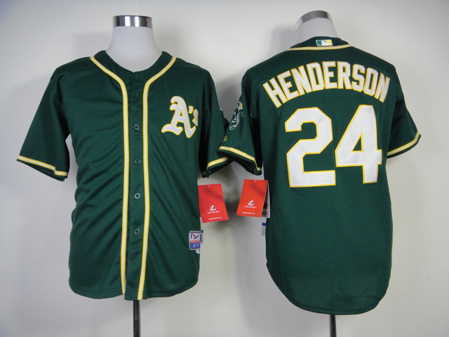 Men Oakland Athletics #24 Henderson Green MLB Jerseys1